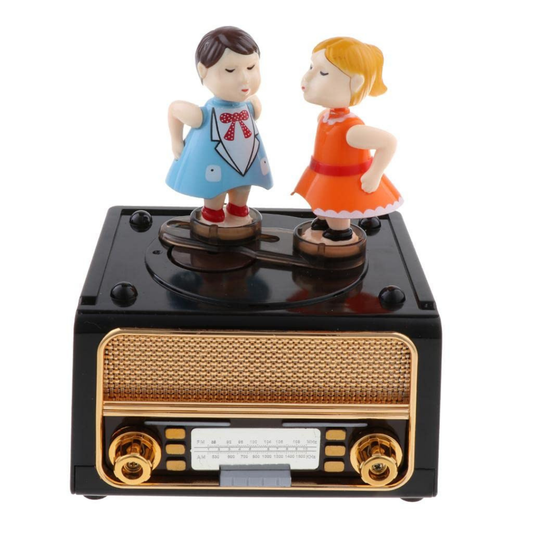 - ( MÜZİKLİ ) DEKORATİF ( NOSTALJİK RADYO & DANS EDEN ÇOCUKLAR & TAKI KUTUSU )