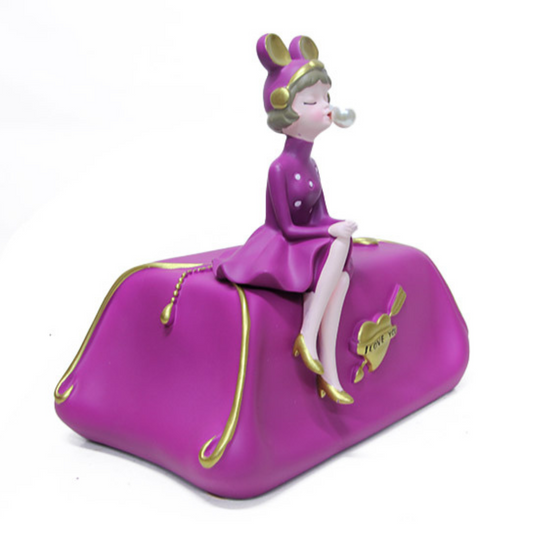 - Dekoratif Reçine Figürlü Peçetelik – Masaüstü Biblo & Organizer (26x15x24 cm)