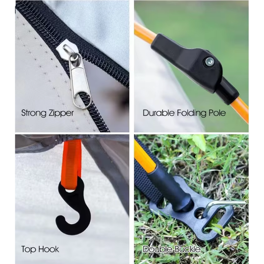 - Krem Çift Astarlı Otomatik Kamp Çadırı, Hızlı Kurulum, Maks.Dayanıklılık - 200x200x135 cm