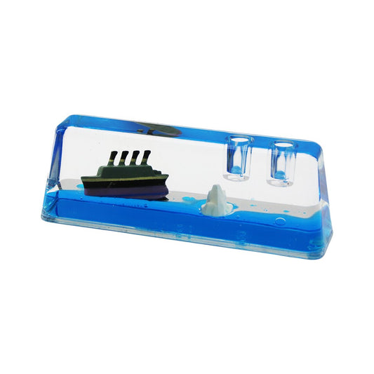 - (KALEMLİKLİ) (MAVİ SU & GEMİ BATMAYAN GEMİ DEKORATİF BİBLO AKVARYUM) (14.6X5.2X3.7X2.2CM)