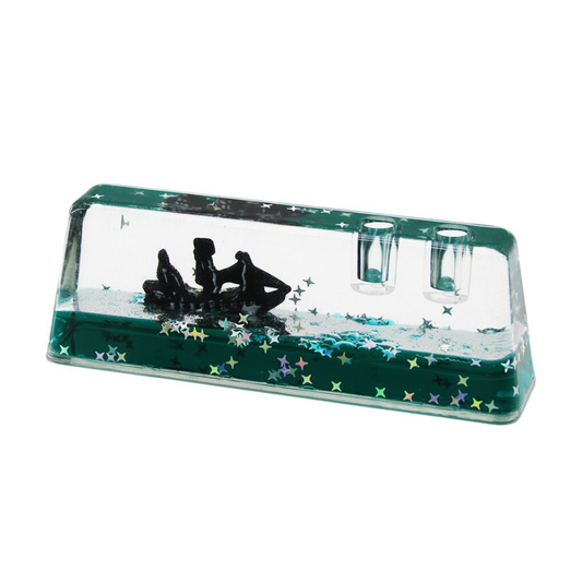 - (KALEMLİKLİ) YEŞİL SU &YILDIZLI YÜZEN BATMAYAN GEMİ DEKORATİF AKVARYUM (14.6X5.2X3.7X2.2CM)