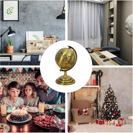 - Dekoratif Tamamı Metal Yerküre 12 cm Hediyelik Kaliteli