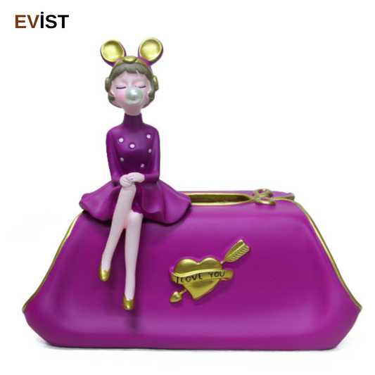 - Dekoratif Reçine Figürlü Peçetelik – Masaüstü Biblo & Organizer (26x15x24 cm)