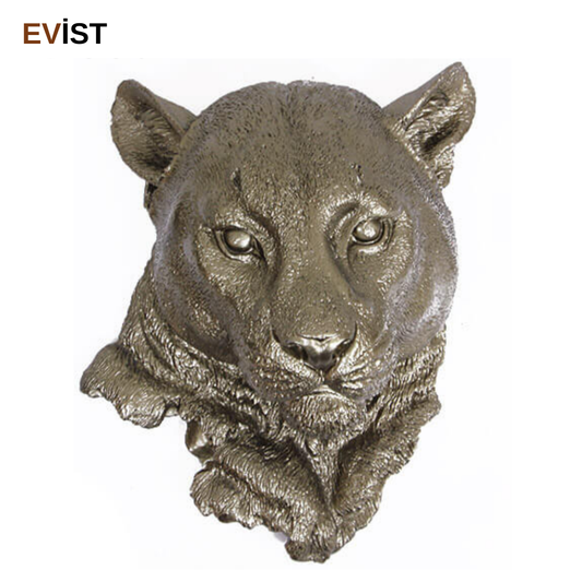 - Aslan Kafası Biblo Modeli - Tamamı Polyaster Dekoratif Hediyelik 22 CM
